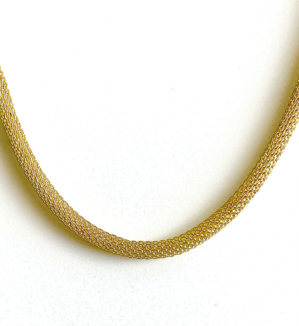 Yellow brass mesh snake choker necklace